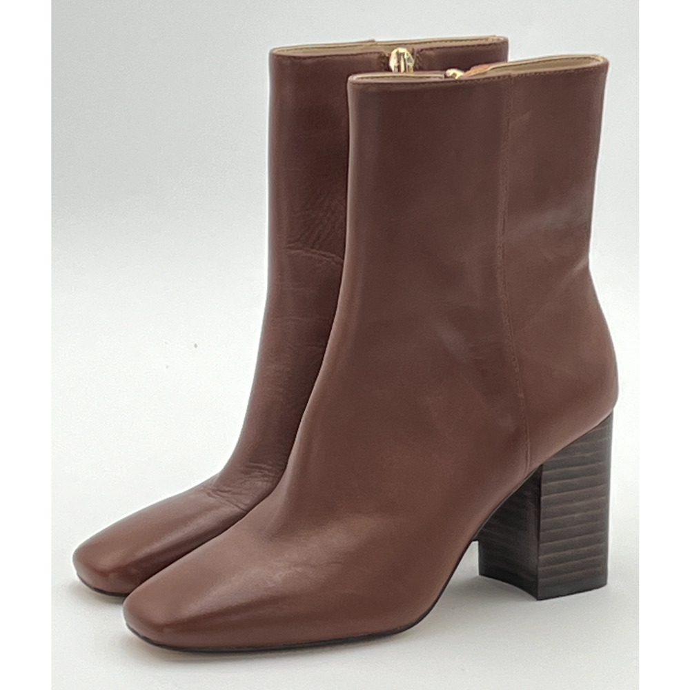 NEW ANN TAYLOR BROWN NORTH LEATHER BOOTIE ANKLE BOOTS SIZE 5.5 - Picture 3 of 10